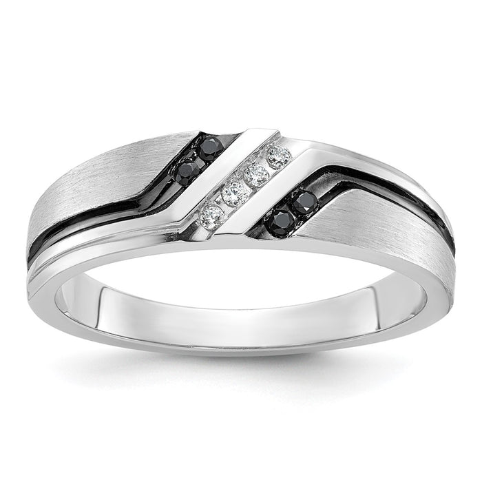Exclusive 14K White Gold Men's Ring with 1/8 Carat Diamonds - Stylish Finish-1