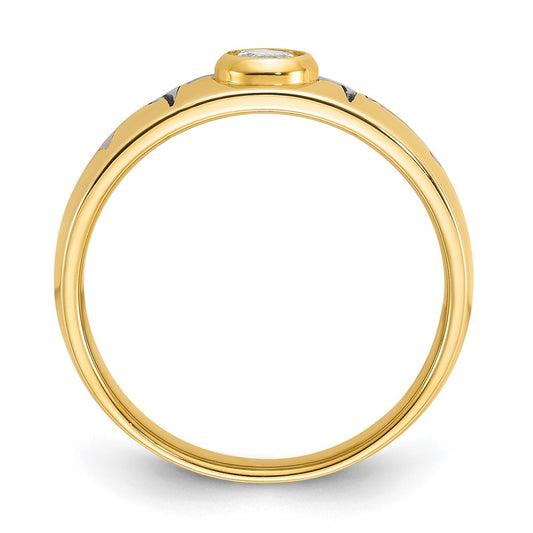 Exclusive 14K Gold Men's Polished Grooved CZ Heartbeat Ring - Stylish Value