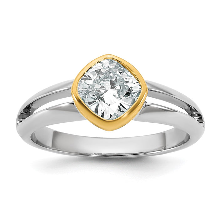 Shop Exclusive 14K Two-Tone 1ct Cushion Cut Lab-Grown Diamond Wedding Band-1