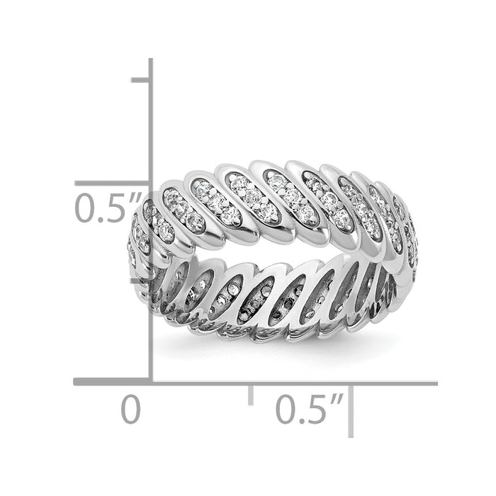 Exclusive 14K White Gold Polished Diamond Band Ring - Size 8, Stylish Luxury-4