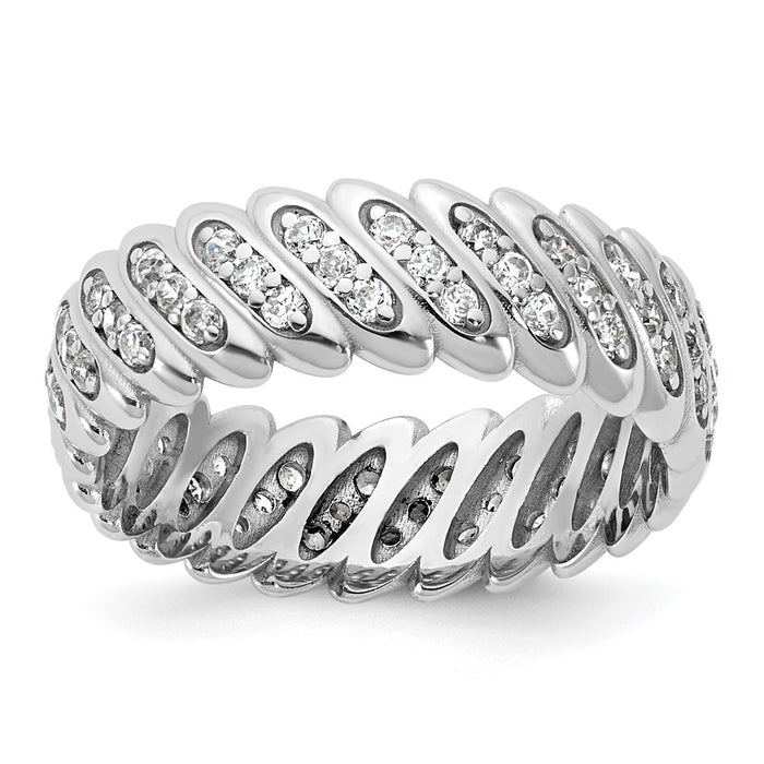 Buy Exclusive 14K White Gold Polished Diamond Band Ring - Size 7, Stylish Value-1