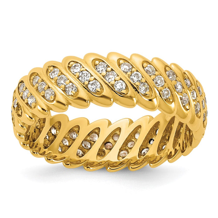 Shop Stylish 14K Yellow Gold Polished Diamond Band Ring - Size 6, Affordable Price-1