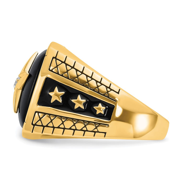 Shop Stylish 10K Polished Men's Ring with Star Onyx & Diamonds - Luxury Value-3