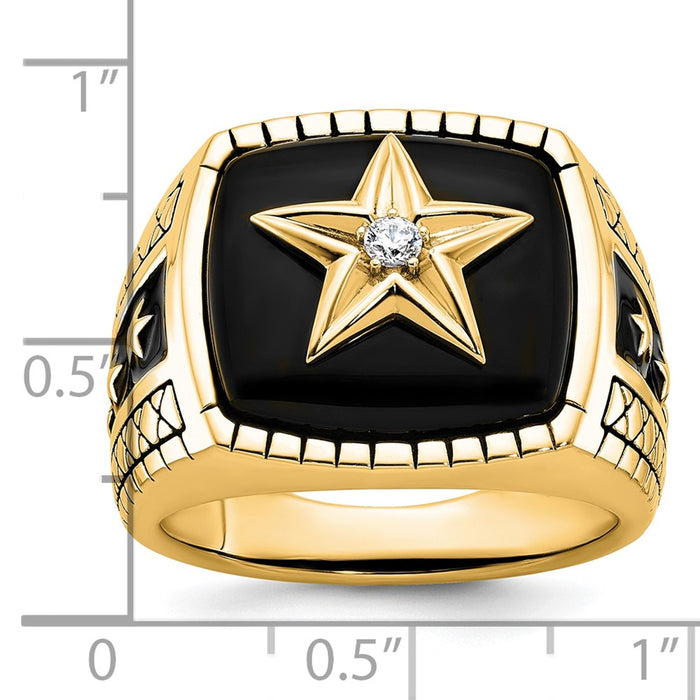 Shop Stylish 10K Polished Men's Ring with Star Onyx & Diamonds - Luxury Value-7