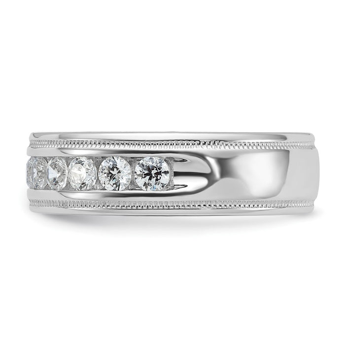 Buy Exclusive 14K White Gold Men's Ring - 1 Carat AA Diamonds, Stylish Milgrain-5