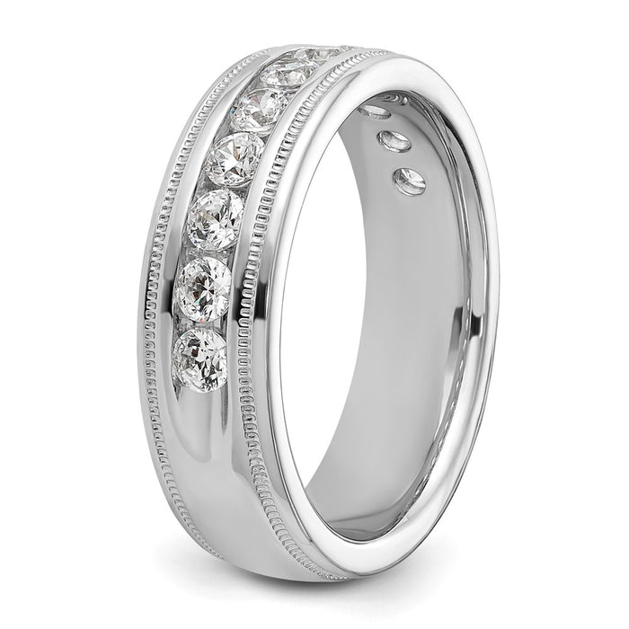 Buy Exclusive 14K White Gold Men's Ring - 1 Carat AA Diamonds, Stylish Milgrain-7