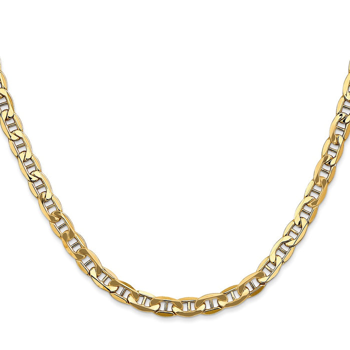 Buy 14K Gold 24-Inch 4.75mm Semi-Solid Anchor Chain - Stylish Lobster Clasp-2