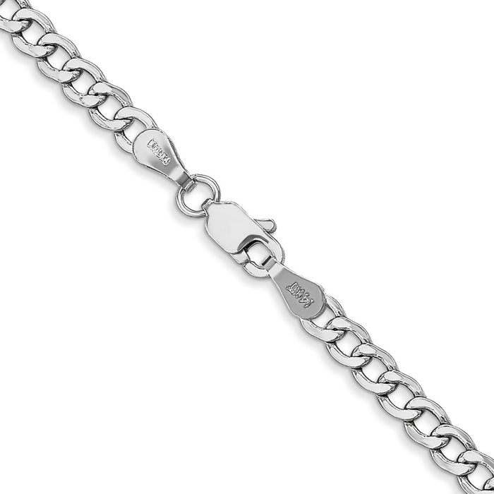 High-Quality 14K White Gold 18-Inch Curb Chain - Stylish 3.35mm Links-3