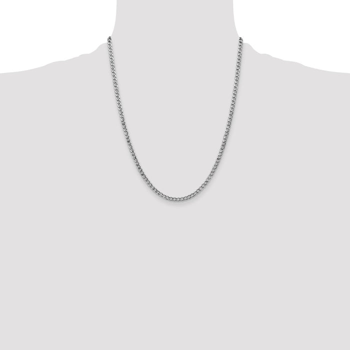 Buy 14K White Gold 22-Inch Curb Chain, Stylish 3.35mm Links, Affordable Price-4
