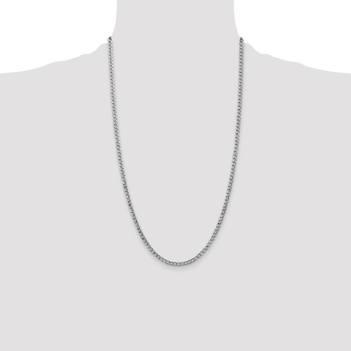 High-Quality 14K White Gold 26" Curb Chain, Stylish 3.35mm Links, Affordable Price-4