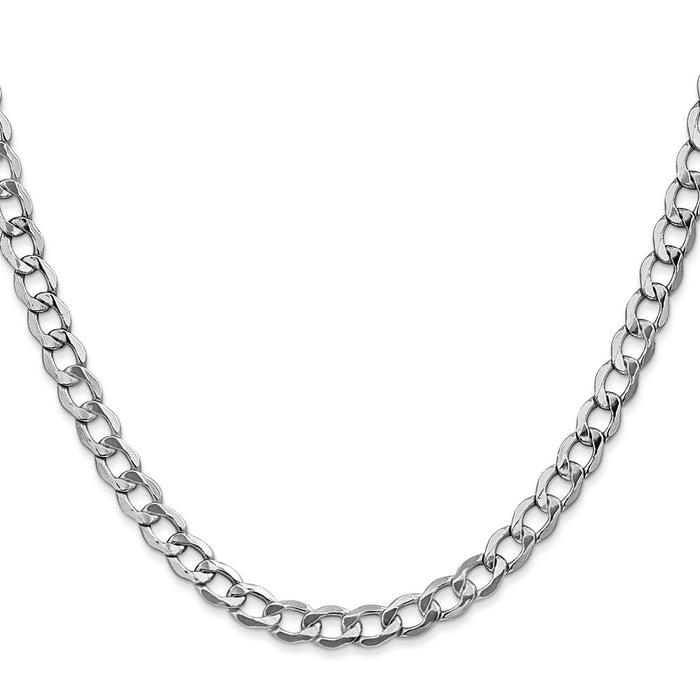 Exclusive 14K White Gold 18-Inch Curb Chain - Stylish 5.25mm Design-2