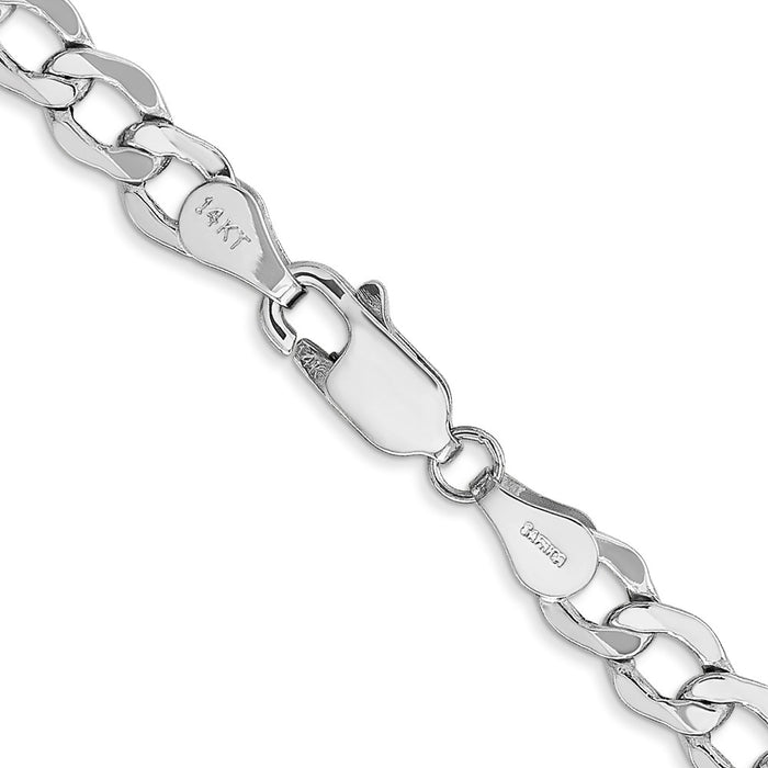 Shop 14K White Gold 24-Inch 5.25mm Curb ChainLuxury Semi-Solid Design!-3