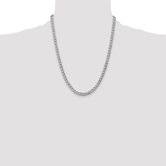 Buy Stylish 14K White Gold 22-Inch Curb Chain - 5.25mm Links, Luxury Design-4
