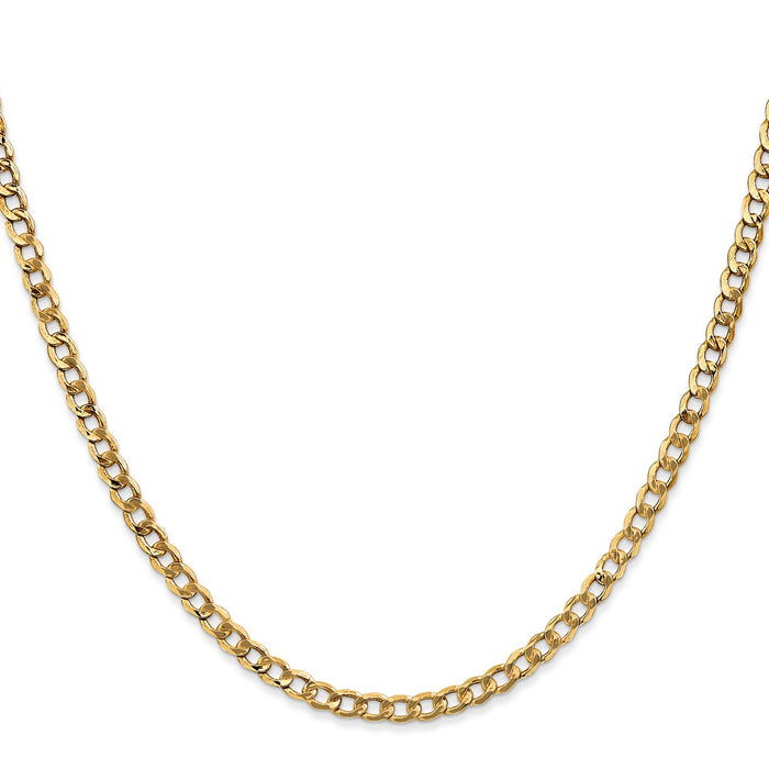Shop Affordable 14K Gold 18-Inch 3.35mm Semi-Solid Curb Chain with Lobster Clasp-2