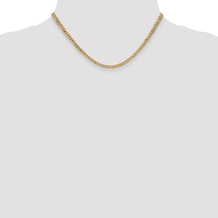 Buy Stylish 14K Gold 16-Inch 3.35mm Semi-Solid Curb Chain - Luxury Accessory!-4
