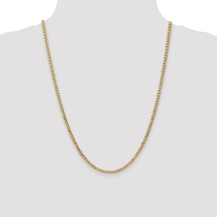 Shop Stylish 14K Gold 24-Inch 3.35mm Curb Chain - Luxury Lobster Clasp-4
