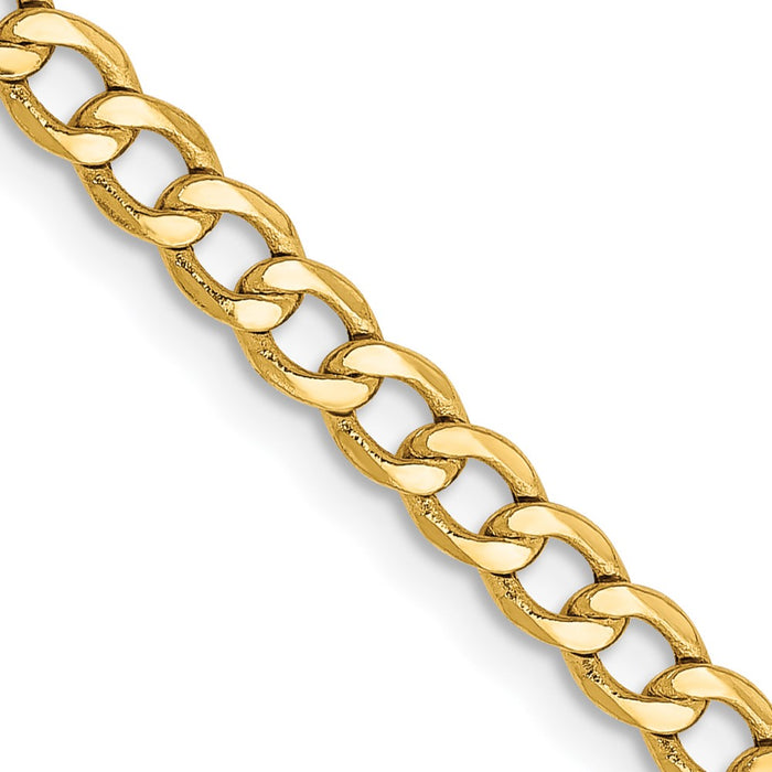 Shop Affordable 14K Gold 18-Inch 3.35mm Semi-Solid Curb Chain with Lobster Clasp-1