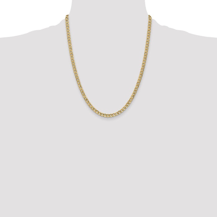 Buy Stylish 14K Gold 22-Inch Semi-Solid Curb Chain - 4.3mm Luxury Accessory-4