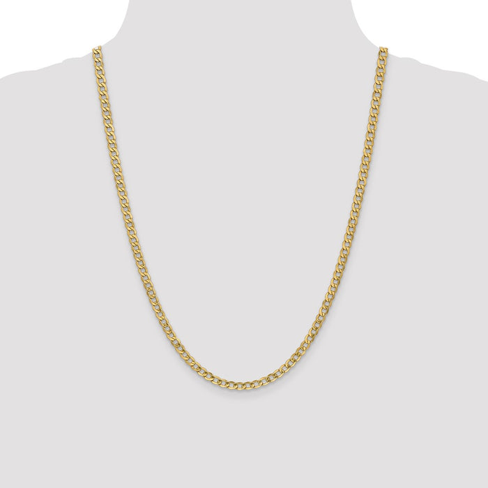 Shop 14K Gold 24-Inch 4.3mm Curb Chain - Stylish Semi-Solid Design-4