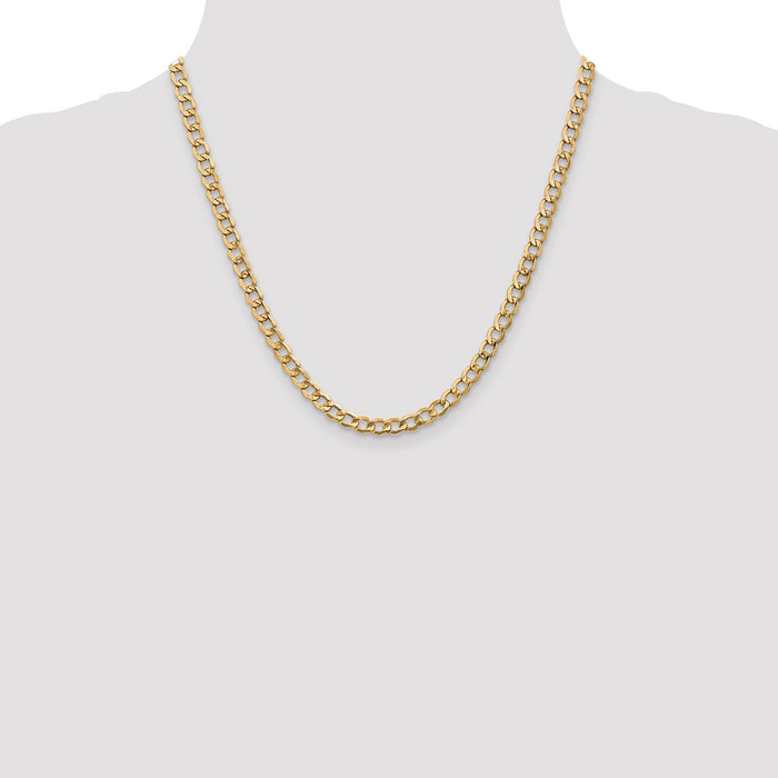 Buy 14K Gold 20-Inch Semi-Solid Curb Chain, 5.25mm - Stylish Luxury Jewelry-4