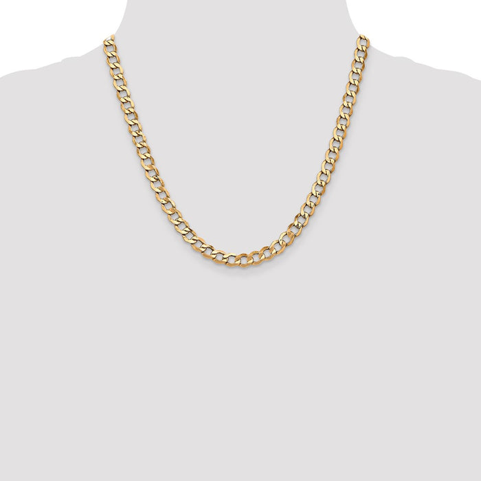 Shop Stylish 14K Gold 20-Inch 6.5mm Semi-Solid Curb Chain - Luxury Value!-4