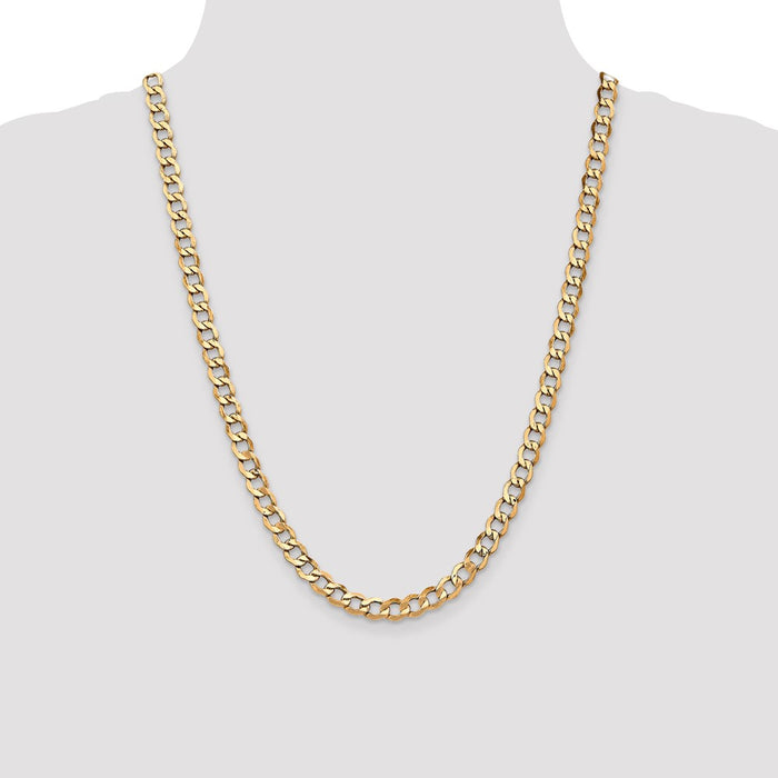 Buy Stylish 24-Inch 14K Gold 6.5mm Semi-Solid Curb Chain - Luxury Design-4