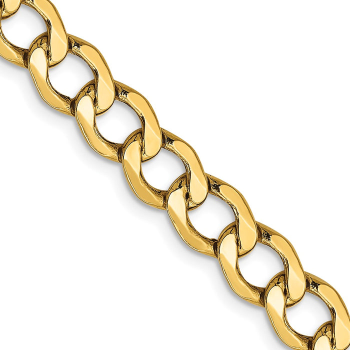 Shop Stylish 14K Gold 20-Inch 6.5mm Semi-Solid Curb Chain - Luxury Value!-1