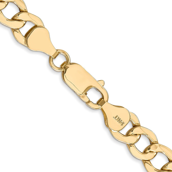 High-Quality 14K Gold 7mm Semi-Solid Curb Chain - Stylish Luxury Jewelry-3