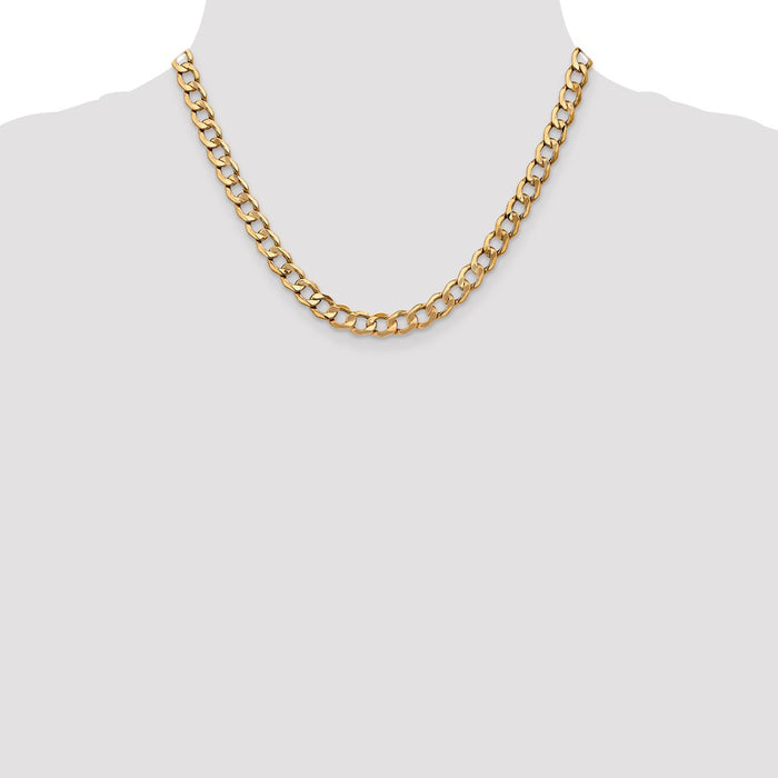High-Quality 14K Gold 18-Inch 7mm Curb Chain | Stylish Lobster Clasp-4