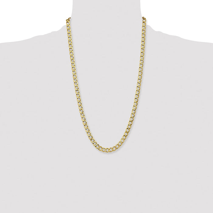 Buy 14K Gold 26-Inch 7mm Semi-Solid Curb Chain - Stylish Luxury Accessory-4