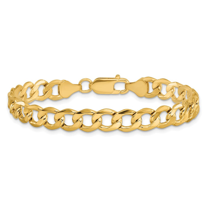 Exclusive 14K Gold 8-Inch 7mm Semi-Solid Curb Bracelet - Stylish & Durable-3