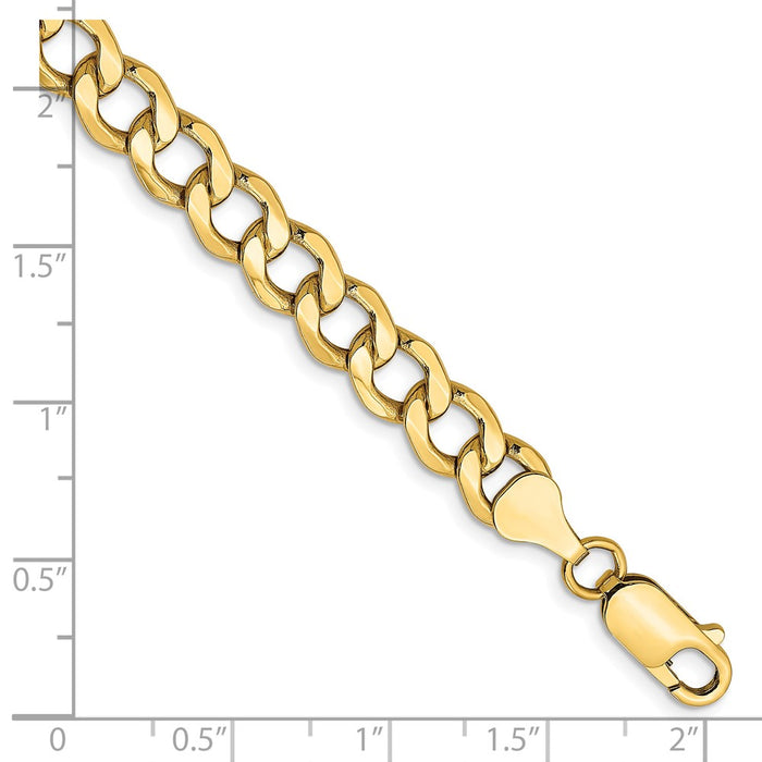 Exclusive 14K Gold 8-Inch 7mm Semi-Solid Curb Bracelet - Stylish & Durable-2