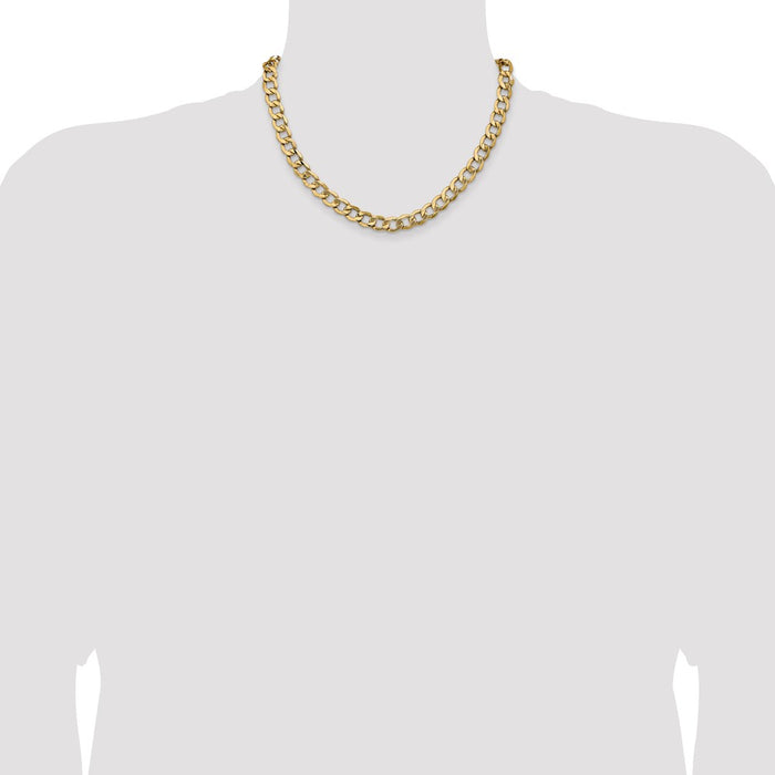 Exclusive 14K Gold 18-Inch 9mm Semi-Solid Curb Chain - Stylish & Affordable!-4