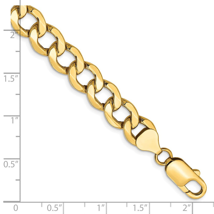 Shop Stylish 14K Gold 7-Inch 9mm Semi-Solid Curb Bracelet - Luxury Value!-2