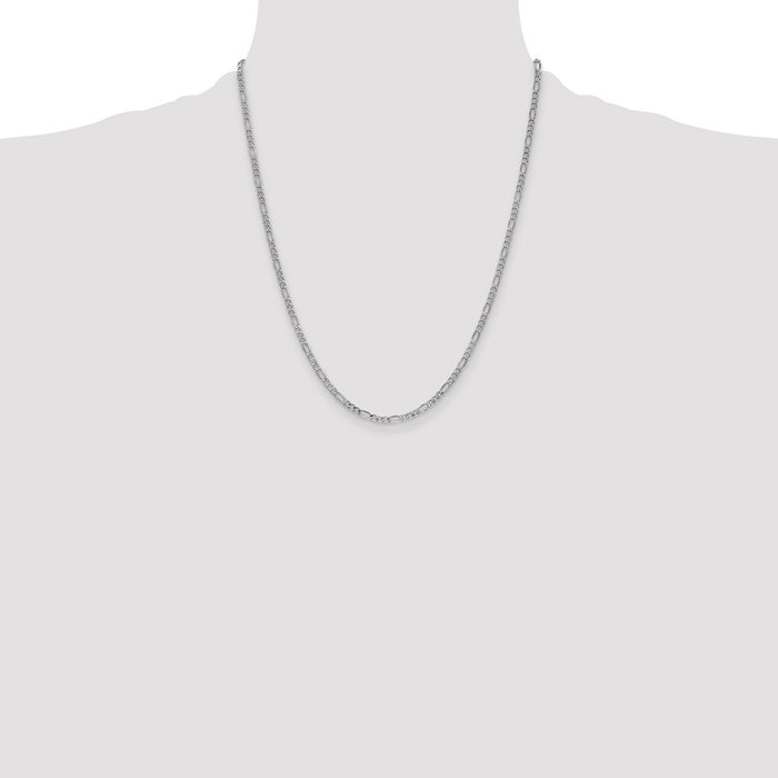 Shop 22-Inch 14K White Gold Figaro Chain - Stylish 2.5mm Semi-Solid Design-4