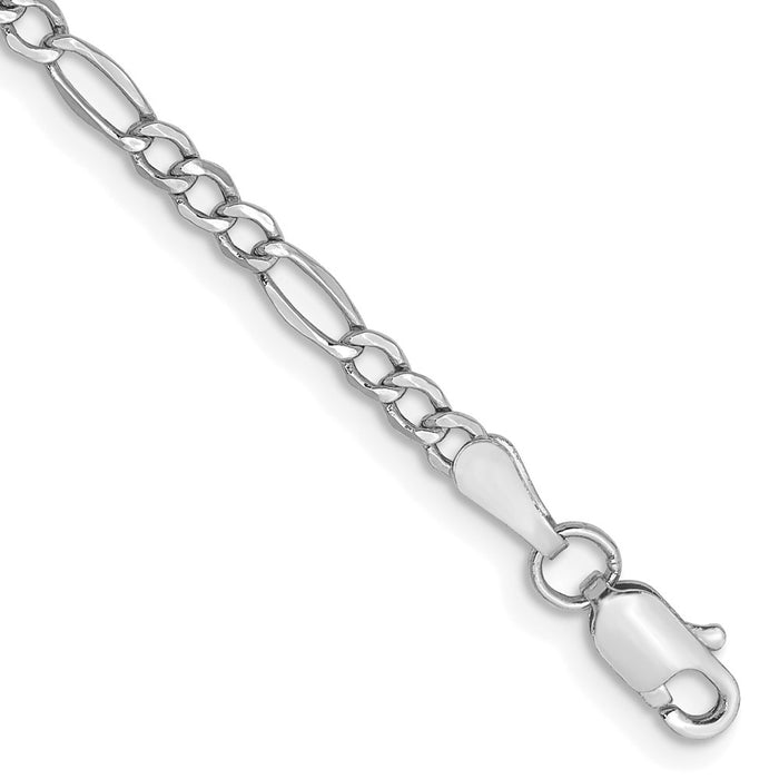 Buy Stylish 14K White Gold 10-Inch Figaro Chain - 2.5mm, Luxury Design-1