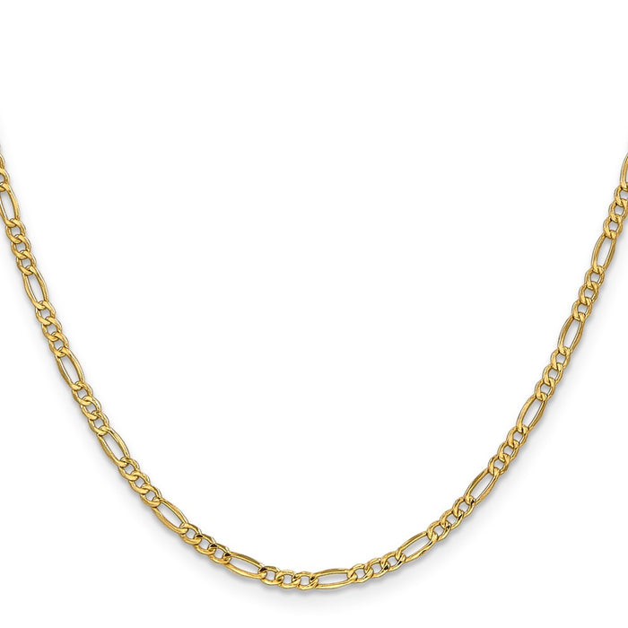Buy 14K Gold 16-Inch Figaro Chain, 2.5mm Semi-Solid, Stylish & Affordable!-2