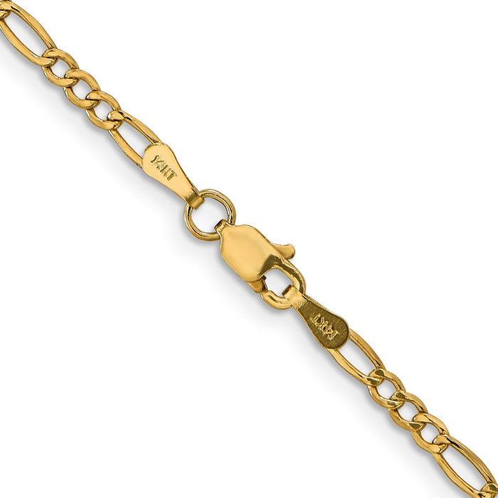 Buy 14K Gold 26-Inch 2.5mm Semi-Solid Figaro Chain - Stylish & Durable!-3