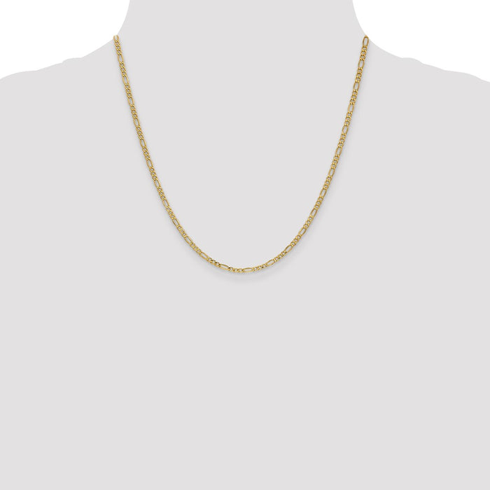 Buy Stylish 14K Gold 20-Inch 2.5mm Semi-Solid Figaro Chain - Luxury Quality-4