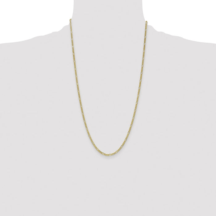 Buy 14K Gold 26-Inch 2.5mm Semi-Solid Figaro Chain - Stylish & Durable!-4