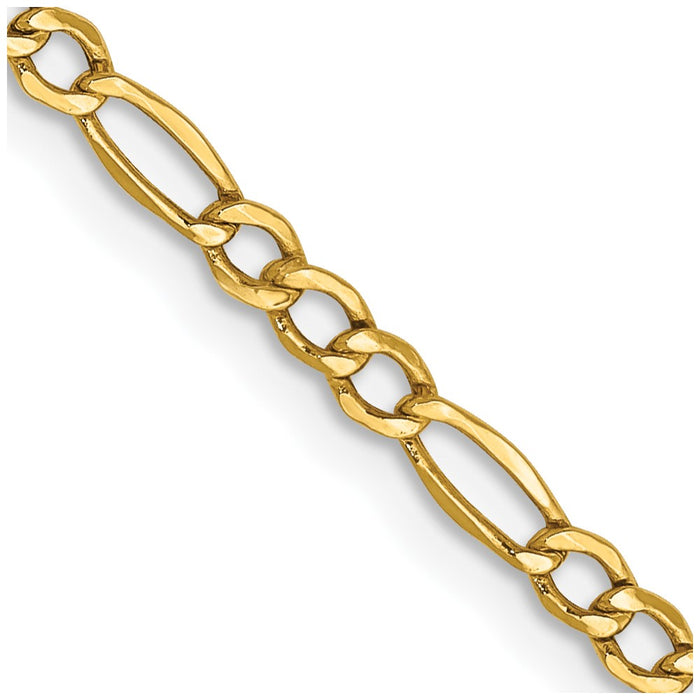 Buy Stylish 14K Gold 20-Inch 2.5mm Semi-Solid Figaro Chain - Luxury Quality-1