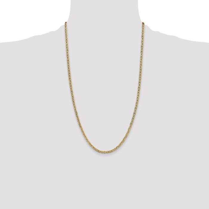 Buy 14K Gold 26-Inch 3.2mm Anchor Chain - Stylish Semi-Solid Design!-4