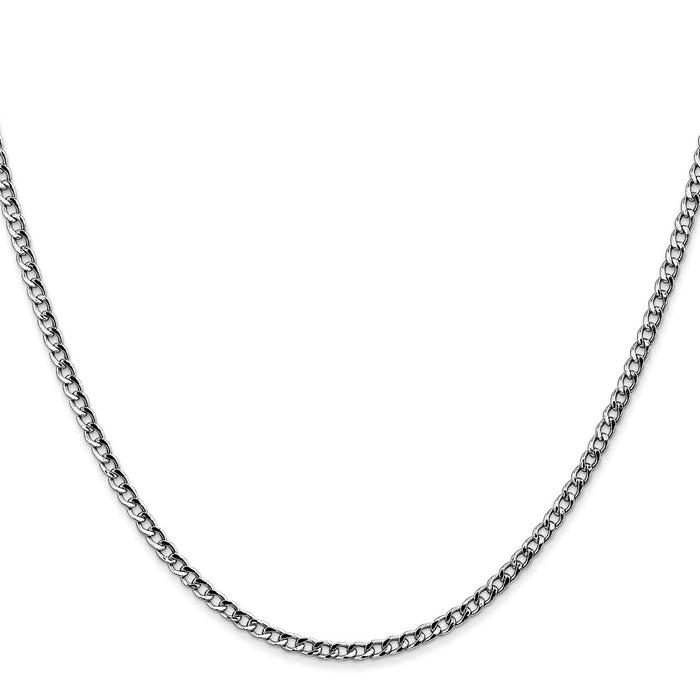 Buy 14K White Gold 18-Inch 2.5mm Curb Chain - Stylish & Affordable Luxury!-2