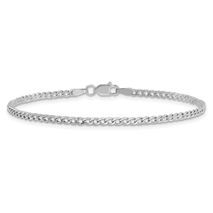Buy Stylish 14K White Gold 10-Inch 2.5mm Semi-Solid Curb Anklet - Luxury Value!-3