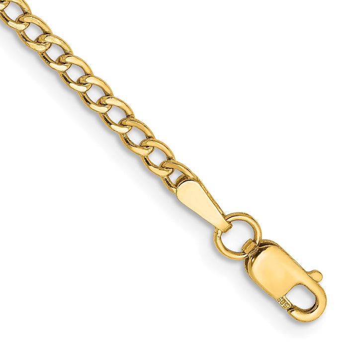Shop Stylish 14K Gold 2.5mm Semi-Solid Curb Link Chain - Luxury Appeal!-1