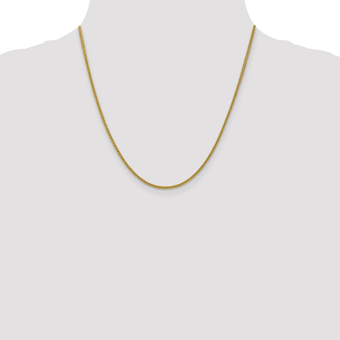Shop 14K Gold 20-Inch 2mm Wheat Chain - Stylish Semi-Solid Design, Luxury Value!-4