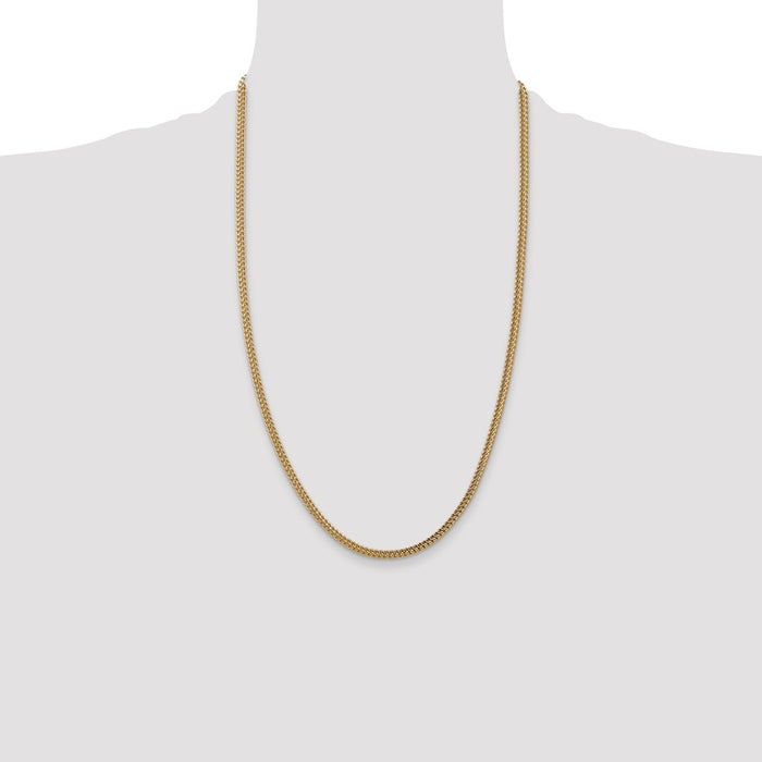 Buy Stylish 14K Gold 26-Inch Semi-Solid Franco Chain - 3mm, Elegant Clasp-4