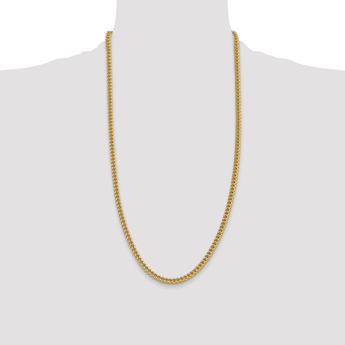 Buy Stylish 28-Inch 14K Gold Semi-Solid Franco Chain - 4.5mm, Elegant Clasp-4