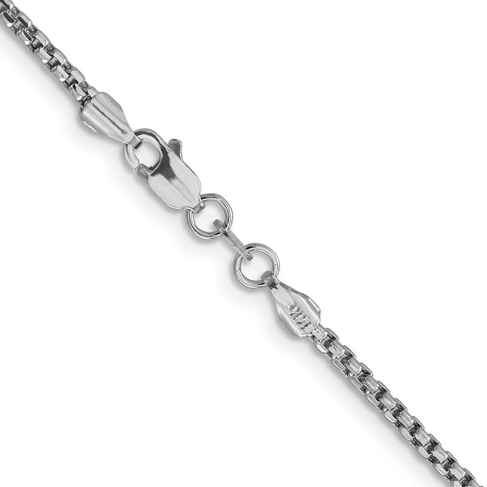 Buy Luxury 14K White Gold 20-Inch 1.75mm Round Box Chain with Clasp-3