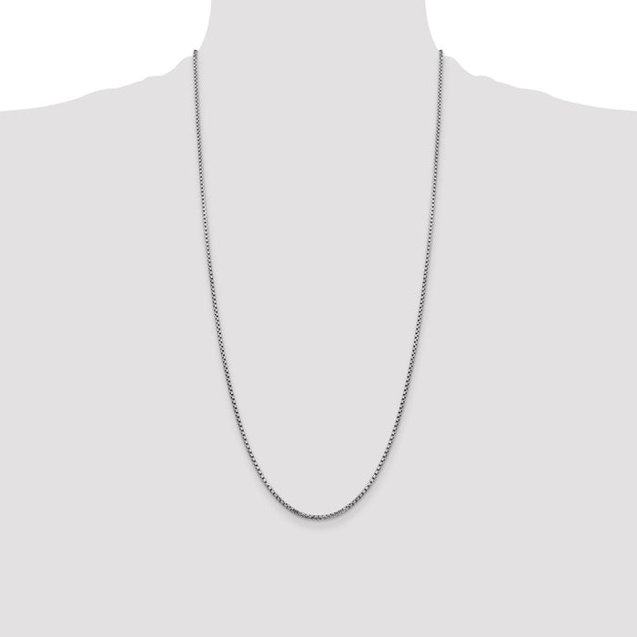 Buy Stylish 14K White Gold 28-Inch Semi-Solid Box Chain - 1.75mm Links-4